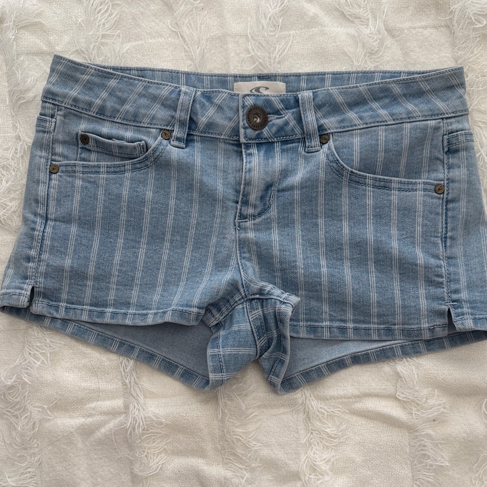 O'Neill Light Wash Striped Denim Short Shorts Size 5